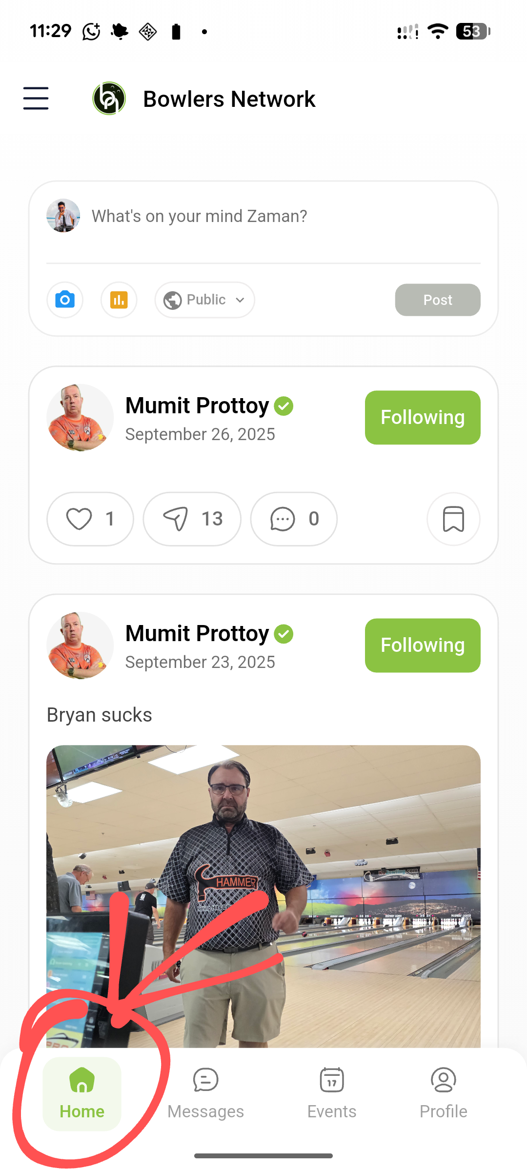 Screenshot of the Home screen showing the hamburger menu icon