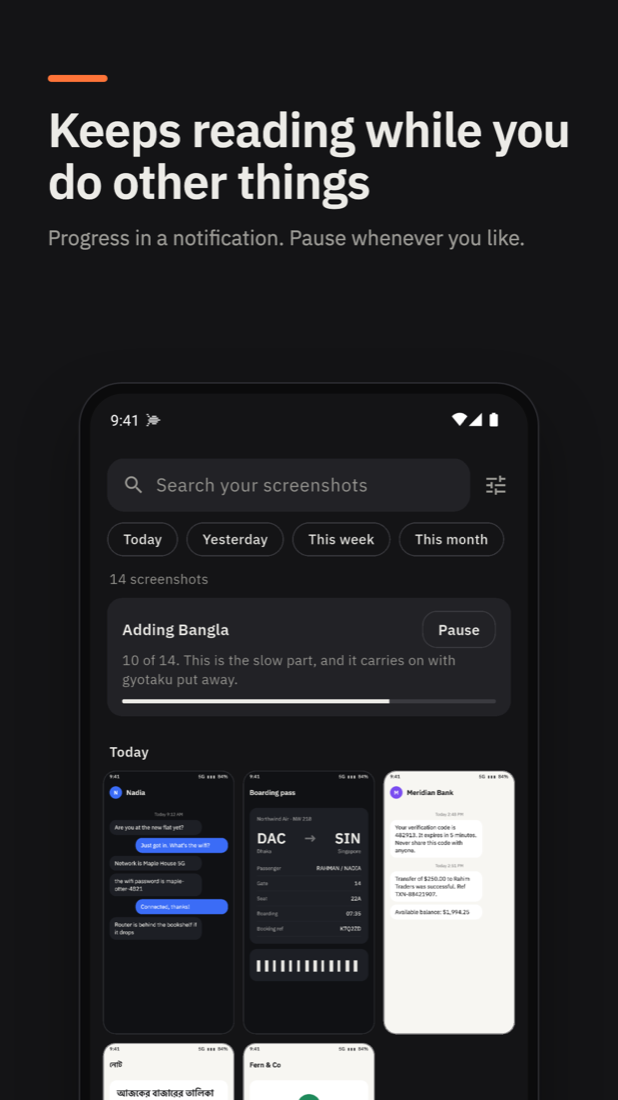 Reading in the background with a progress bar
