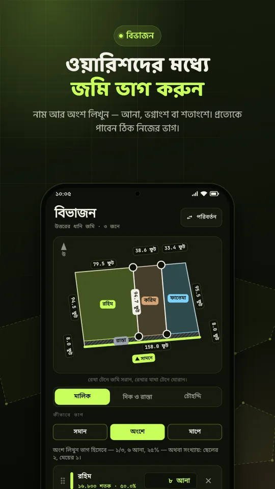 ওয়ারিশদের মধ্যে জমি ভাগ করুন